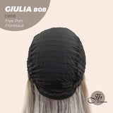 JBEXTENSION 14 Inches Bob Cut Mix Color With Highlight Free Part Pre-Cut Frontlace Glueless Wig GIULIA BOB LATTé (FREE PARTING)