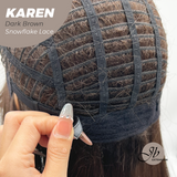 JBEXTENSION 18 Inches Dark Brown Pre-Cut T Part Snowflake Lace Frontlace Glueless Wig KAREN DARK BROWN【BENDY EAR TABS】