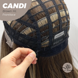 JBEXTENSION 20 Inches Brown Highlight Pre-Cut Side Part Frontlace Glueless Wig CANDI BROWN HIGHLIGHT