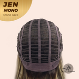 HOT OF SEASON -JBEXTENSION JEN MONO Monofilament Handmade Wig 6X5 Full Monofilament Hand Tied Top Wig 18 Inches Hazelnut Blonde Highlight Mono Lace Wig With Anti-slip Silicone Strips Glueless Wig JEN MONO【BENDY EAR TABS】