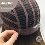 JBEXTENSION 12 Inches Shatush Mix Blonde Pre-Cut Side Part Snowflake Lace Frontlace Glueless Wig ALICE SHATUSH MIX BLONDE【BENDY EAR TABS】