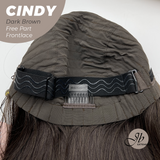 JBEXTENSION 20 Inches Dark Brown Curly Pre-Cut 9X6 U Lace Free Part Frontlace Glueless Wig CINDY DARK BROWN
