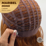 JBEXTENSION MARIBEL MONO COPPER Monofilament Handmade Wig 6X5 Full Monofilament Hand Tied Top Wig 16 Inches Copper Wave Mono Lace Wig With Anti-slip Silicone Strips Glueless Wig MARIBEL MONO COPPER【BENDY EAR TABS】