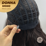 JBEXTENSION DONNA MONO Monofilament Handmade Wig 6X5 Full Monofilament Hand Tied Top Wig 18 Inches Dark Brown Wave Mono Lace Wig With Anti-slip Silicone Strips Glueless Wig DONNA MONO【BENDY EAR TABS】