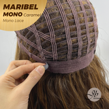 JBEXTENSION MARIBEL MONO Monofilament Handmade Wig 6X5 Full Monofilament Hand Tied Top Wig 16 Inches Caramel Wave Mono Lace Wig With Anti-slip Silicone Strips Glueless Wig MARIBEL MONO CARAMEL【BENDY EAR TABS】