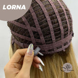 JBEXTENSION 18 Inches Blonde Curly Women Fashion Full Machine Wig With Bangs LORNA【PLUS PERMATEASE】【BENDY EAR TABS】