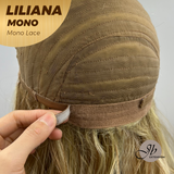JBEXTENSION LILIANA MONO Full Monofilament Handmade Full Lace Full Hand Tied Wig 18 Inches Honey Blonde Mono Lace Handmade Futura Fiber Wig Glueless Wig LILIANA MONO【BENDY EAR TABS】