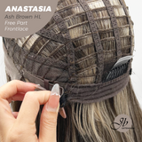 JBEXTENSION 20 Inches Ash Brown Highlight Curly Pre-Cut 13X3 Lace Free Part Frontlace Glueless Wig ANASTASIA ASH BROWN HIGHLIGHT