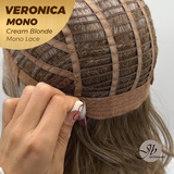 JBEXTENSION VERONICA MONO CREAM BLONDE Monofilament Handmade Wig 6X5 Full Monofilament Hand Tied Top Wig 12 Inches Cream Blonde Wave Mono Lace Wig With Anti-slip Silicone Strips Glueless Wig VERONICA MONO CREAM BLONDE【BENDY EAR TABS】
