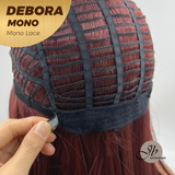 JBEXTENSION DEBORA MONO Monofilament Handmade Wig 6X5 Full Monofilament Hand Tied Top Wig 20 Inches Dark Red Mono Lace Wig With Anti-slip Silicone Strips Glueless Wig DEBORA MONO【BENDY EAR TABS】