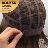 JBEXTENSION MARTA MONO CARAMEL Monofilament Handmade Wig 6X5 Full Monofilament Hand Tied Top Wig 10 Inches Caramel Mono Lace Handmade Futura Fiber Wig With Anti-slip Silicone Strips Glueless Wig MARTA MONO CARAMEL【BENDY EAR TABS】