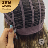 HOT OF SEASON -JBEXTENSION JEN MONO Monofilament Handmade Wig 6X5 Full Monofilament Hand Tied Top Wig 18 Inches Hazelnut Blonde Highlight Mono Lace Wig With Anti-slip Silicone Strips Glueless Wig JEN MONO【BENDY EAR TABS】