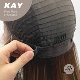 JBEXTENSION 24 Inches Brown With Highlight Curly Pre-Cut Free Part Frontlace Glueless Wig KAY FREE PART