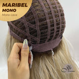 JBEXTENSION MARIBEL MONO Monofilament Handmade Wig 6X5 Full Monofilament Hand Tied Top Wig 16 Inches Blonde With Dark Root Wave Mono Lace Wig With Anti-slip Silicone Strips Glueless Wig Maribel Mono【BENDY EAR TABS】