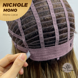 JBEXTENSION NICHOLE MONO Monofilament Handmade Wig 6X5 Full Monofilament Hand Tied Top Wig 23 Inches Hazelnut Mono Lace Wig With Anti-slip Silicone Strips Glueless Wig NICHOLE MONO【BENDY EAR TABS】
