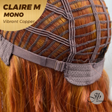 HOT OF SEASON - CLAIRE MONO VIBRANT COPPER Partial Monofilament Wig 22 Inches Vibrant Copper Partial Mono Lace Glueless Wig Claire Mono Vibrant Copper【BENDY EAR TABS】