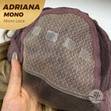 JBEXTENSION ADRIANA MONO Full Monofilament Handmade Full Lace Full Hand Tied Wig 14 Inches Blonde With Dark Root Wave Mono Lace Handmade Futura Fiber Wig With Anti-slip Silicone Strips Glueless Wig Adriana Mono【BENDY EAR TABS】