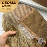 JBEXTENSION GERMA MONO Full Monofilament Handmade Full Lace Full Hand Tied Wig 20 Inches Honey Blonde Mono Lace Handmade Futura Fiber Wig Glueless Wig GERMA MONO【BENDY EAR TABS】