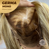 JBEXTENSION GERMA MONO Full Monofilament Handmade Full Lace Full Hand Tied Wig 20 Inches Honey Blonde Mono Lace Handmade Futura Fiber Wig Glueless Wig GERMA MONO【BENDY EAR TABS】