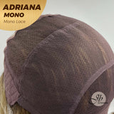 JBEXTENSION ADRIANA MONO Full Monofilament Handmade Full Lace Full Hand Tied Wig 14 Inches Blonde With Dark Root Wave Mono Lace Handmade Futura Fiber Wig With Anti-slip Silicone Strips Glueless Wig Adriana Mono【BENDY EAR TABS】