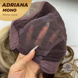 JBEXTENSION ADRIANA MONO Full Monofilament Handmade Full Lace Full Hand Tied Wig 14 Inches Blonde With Dark Root Wave Mono Lace Handmade Futura Fiber Wig With Anti-slip Silicone Strips Glueless Wig Adriana Mono【BENDY EAR TABS】