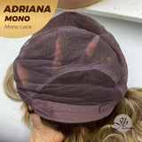 JBEXTENSION ADRIANA MONO Full Monofilament Handmade Full Lace Full Hand Tied Wig 14 Inches Blonde With Dark Root Wave Mono Lace Handmade Futura Fiber Wig With Anti-slip Silicone Strips Glueless Wig Adriana Mono【BENDY EAR TABS】