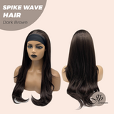JBEXTENSION 24 Inches Long Curly Hair Dark Brown Headband Wig SPIKE WAVE HAIR - DARK BROWN