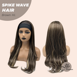 JBEXTENSION 24 Inches Long Curly Hair Brown Highlight Headband Wig SPIKE WAVE HAIR - BROWN HIGHLIGHT