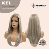 JBEXTENSION 22 Inches Cream Blonde Pre-Cut Snowflake Lace Frontlace Glueless Wig KEL CREAM BLONDE【PERMATEASE】【BENDY EAR TABS】