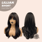 JBEXTENSION 22 Inches Scalpiana Tea Black Darkest Brown Curly 3.5X4 Hard Silky Top Natural Scalp Effect Wig LILLIAN SILKY TOP SHORT