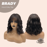 JBEXTENSION 12 Inches Scalpiana Wave Midnight Brown( Black/Brown) 3.5X4 Hard Silky Top Natural Scalp Effect Wig with Bang BRADY