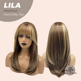 HOT OF SEASON -20 Inches Scalpiana Hazelnut Wolf Cut 3.5X4 Hard Silky Top Natural Scalp Effect Wig With Bangs LILA HAZELNUT