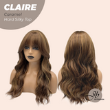 JBEXTENSION 22 Inches Scalpiana Caramel 3.5X4 Hard Silky Top Natural Scalp Effect Women Wig With Bangs CLAIRE SILKY TOP CARAMEL
