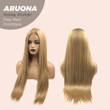 JBEXTENSION 28 Inches Honey Blonde Straight 13X3.5 Free Part Pre-Cut Frontlace Glueless Wig ARUONA HONEY BLONDE
