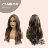 CLAIRE LACE M - 22 Inches Body Wave Brown With Highlight Pre-Cut Frontlace Wig