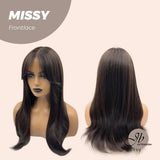 JBEXTENSION 24 Inches Curly Tea Black Darkest Brown Pre-Cut Frontlace Glueless Wig MISSY