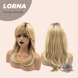 JBEXTENSION 18 Inches Honey Blonde Curly Women Fashion Full Machine Wig With Bangs LORNA HONEY BLONDE【PLUS PERMATEASE】【BENDY EAR TABS】