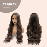 JBEXTENSION 26 Inches Body Wave Brown With Highlight Pre-Cut Frontlace Glueless Wig CLAIRE LACE L