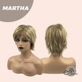JBEXTENSION Pixie Cut Champagne Half Real Human Hair Half Futura Fiber Fashion Wig MARTHA