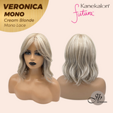 JBEXTENSION VERONICA MONO CREAM BLONDE Monofilament Handmade Wig 6X5 Full Monofilament Hand Tied Top Wig 12 Inches Cream Blonde Wave Mono Lace Wig With Anti-slip Silicone Strips Glueless Wig VERONICA MONO CREAM BLONDE【BENDY EAR TABS】