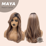 JBEXTENSION 22 Inches Peach Camel Women Fashion Full Machine Wig MAYA PEACH CAMEL【PLUS PERMATEASE】【BENDY EAR TABS】