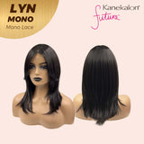 JBEXTENSION LYN MONO Partial Monofilament Wig 17 Inches Natural Black Partial Mono Lace Glueless Wig Lyn Mono【BENDY EAR TABS】