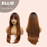 JBEXTENSION 26 Inches Scalpiana Copper Wolf Cut 3.5X4 Hard Silky Top Natural Scalp Effect Wig With Bangs ELLIE COPPER Silk Top