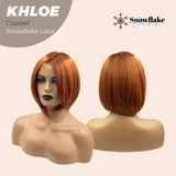 HOT OF SEASON - 12 Inches Bob Cut Copper Pre-Cut Snowflake Lace Frontlace Glueless Wig KHLOE COPPER【PERMATEASE】【BENDY EAR TABS】