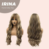 JBEXTENSION 28 Inches Scalpiana Brown With Blonde Highlight Wave 3.5X4 Hard Silky Top Natural Scalp Effect Wig IRINA