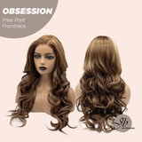 Nichole's Selection - 24 Inches Brown With Highlight Wave 13X6 Pre-Cut Free Part Frontlace Glueless Wig OBSESSION