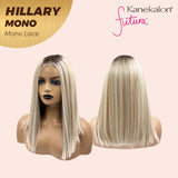 Nichole's Selection - HILLARY MONO Monofilament Handmade Wig 6X5 Full Monofilament Hand Tied Top Wig 16 Inches Blonde With Dark Root Straight Mono Lace Wig With Anti-slip Silicone Strips Glueless Wig Hillary Mono【BENDY EAR TABS】