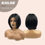 Nichole's Selection -12 Inches Bob Cut Black Pre-Cut Snowflake Lace Frontlace Glueless Wig KHLOE BLACK【PERMATEASE】【BENDY EAR TABS】