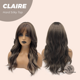 JBEXTENSION 22 Inches Scalpiana Brown With Highlight 3.5X4 Hard Silky Top Natural Scalp Effect Women Wig With Bangs CLAIRE SILKY TOP