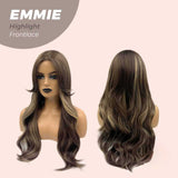 Nichole's Selection - 26 Inches Curly Women Brown With Highlight Wig Pre-Cut Frontlace Glueless Wig EMMIE HIGHLIGHT